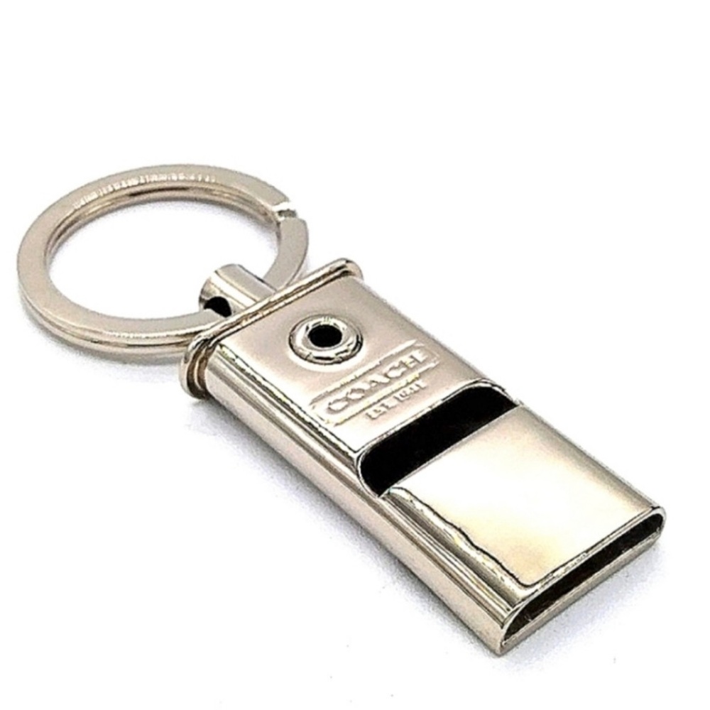 Authentic Vintage COACH Real Whistle Keychain Key Fob Purse Charm in Silver-New